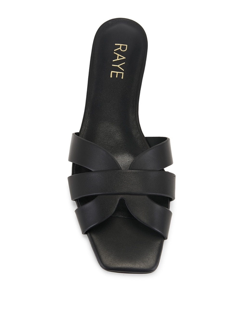RAYE Revolve Almodóvar Black Leather Flat Sandal